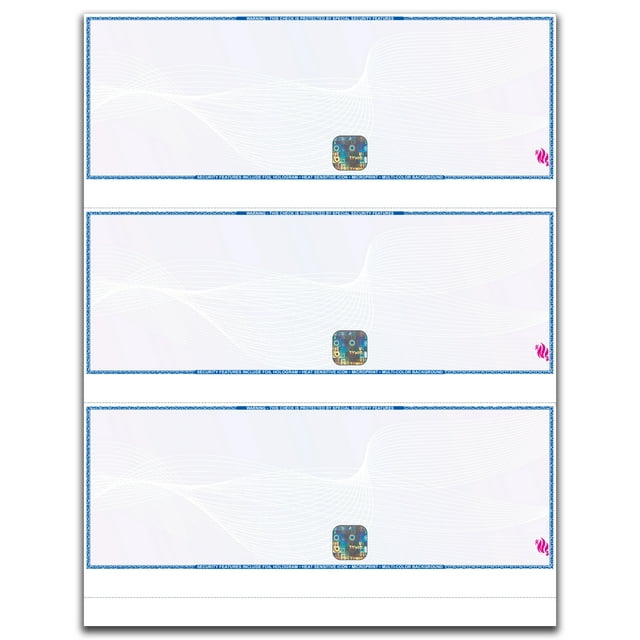 EZ Checks 3 Per Page Hologram High Security Blank Check Paper, 150 Sheets/450 Count, Blue/Maroon