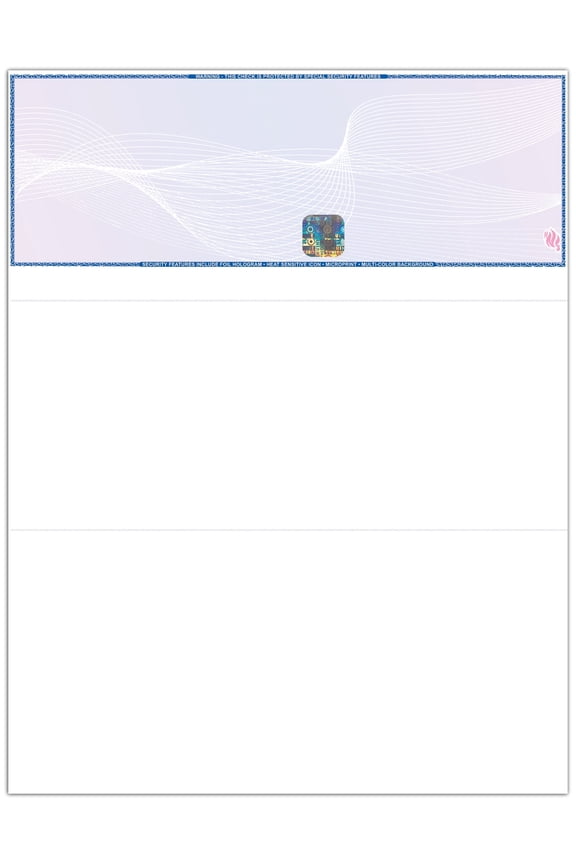 Blank Hologram High Security Laser Checks | Top | Blue | 500 Sheets | QuickBooks Compatible