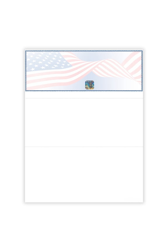 High Security Check Paper with Hologram | U.S. Flag Design | 500 Sheets | QuickBooks Compatible