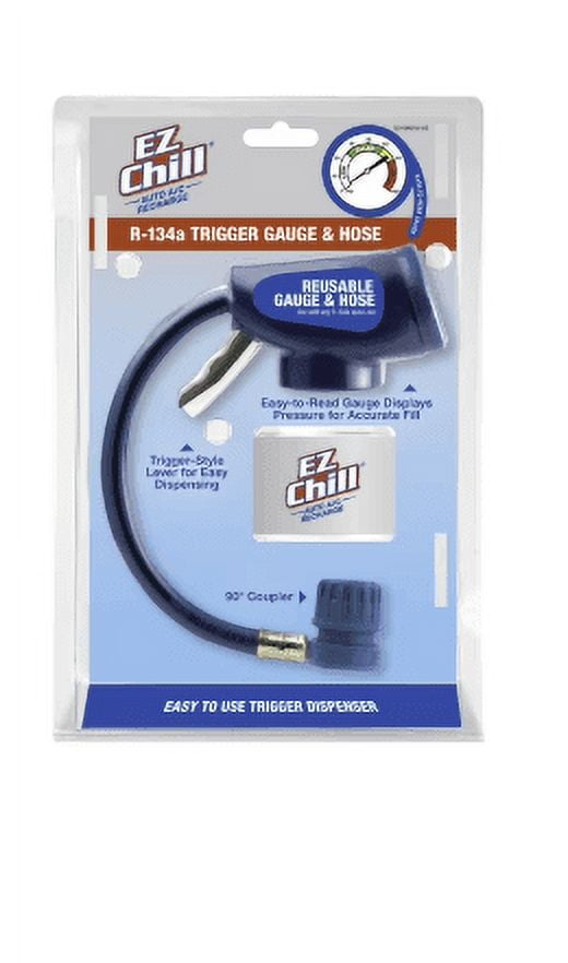 EZ Chill A/C Recharge Reusable R-134a Gauge and Hose, Auto Air Conditioning Parts, Universal Vehicle