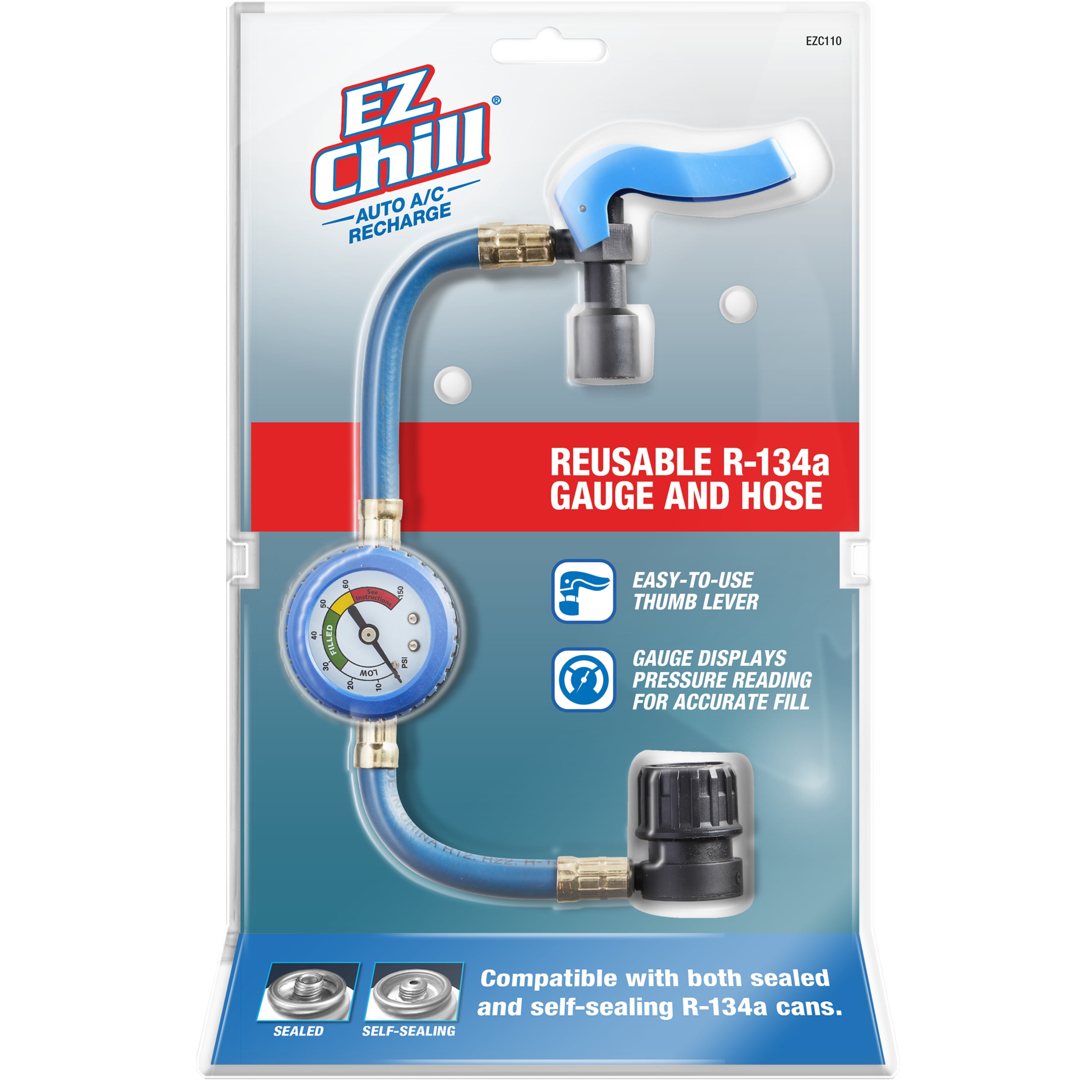 Auto R1234YF Refrigerant Gauge & Hoses Service AC Recharge Kit w/Can Tap  Adapter – EconoSuperStore