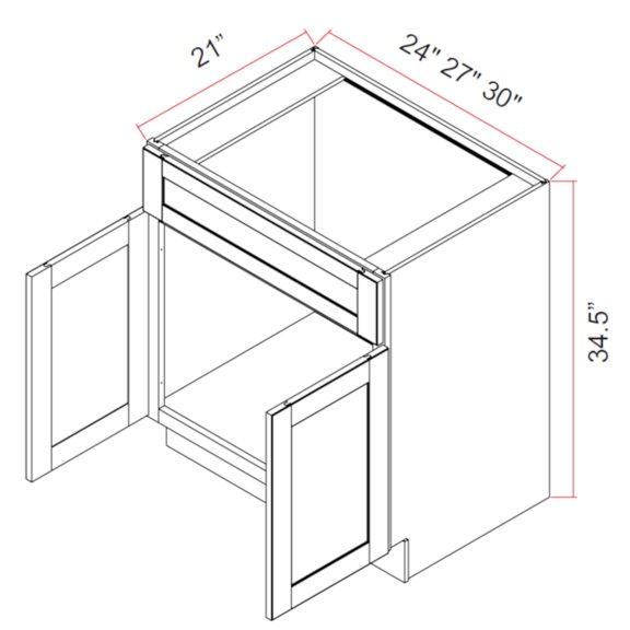 EZ Click Forte Glacier - Double Door Vanity Sink Base Cabinet