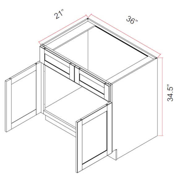 EZ Click Forte Glacier - Double Door Vanity Sink Base Cabinet