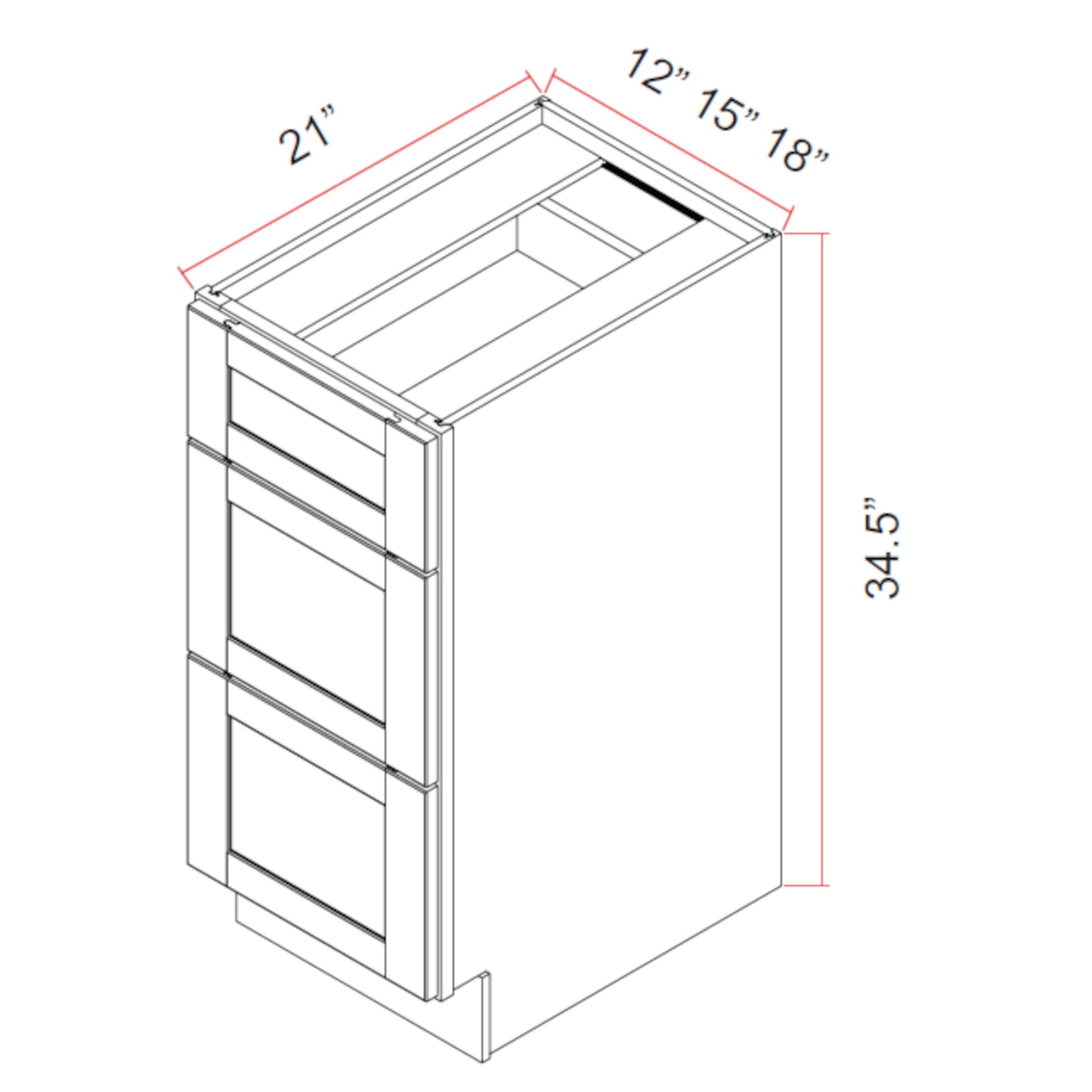 EZ Click Forte Glacier – Vanity Drawer Base Cabinet