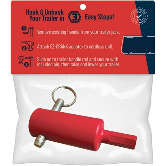 EZ-Crank Trailer Jack Drill Adapter Tool for 1″ Handle Studs – Heavy-Duty Steel Power Drill Jack Rod & Foot Adapter – Portable Electric Attachment for Dump, Flatbed & Livestock Trailers(1Pack)