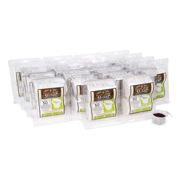 EZ-Cup Paper Coffee Filters with Patented Lid for Single-Serve Coffee Brewers and Coffee Pods, Compatible with , 18-Pack (900 Filters)