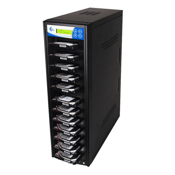 EZ DUPE 1 to 11 SSD HDD Hard Drive Duplicator - 36GB/Min - Standalone Copier and Sanitizer/Eraser for Multiple SATA 3.5 Disk & 2.5 Solid State Drives at copy speed up to 600MB/Sec (H11PROHSATB)