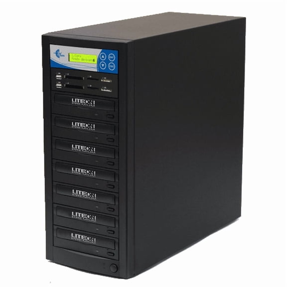 EZ DUPE 1 to 6 Media Mirror Plus Duplicator (DVD) - Flash (SD / CF / MS / MMC / USB) & Disc (DVD / CD) to 1 Media / 6 Disc Copy Copier Multimedia Backup (M1006-SSP)