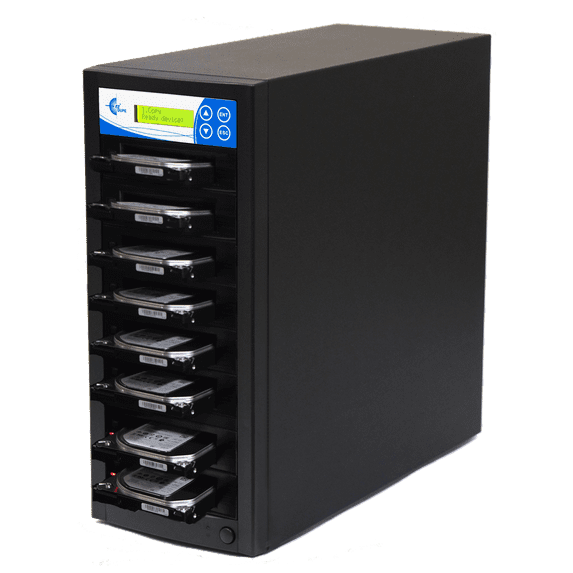 EZ DUPE 1 to 7 SSD HDD Hard Drive Duplicator - 18GB/Min - Standalone Copier and Sanitizer/Eraser for Multiple SATA 3.5 Disk & 2.5 Solid State Drives at copy speed up to 300MB/Sec (H07PROHEB)
