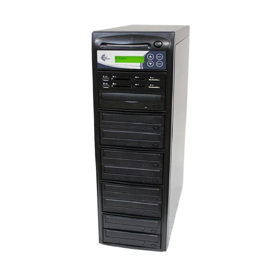 EZ DUPE 1 to 8 Media Mirror Plus Duplicator (Blu-ray) - Flash (SD / CF / MS / MMC / USB) & Disc (Blu-Ray / DVD / CD) to 1 Media / 8 Disc Copy Copier Multimedia Backup (M1008-SSPBD)