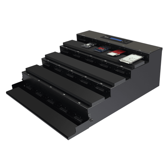 EZ Dupe 1 to 19 HD Cyclone 600 Flatbed Hard Drive Duplicator - 36GB/Min - Hard Drive Disk Copier and DoD Sanitizer/Eraser for SATA 2.5" HDD DISK SSD Solid State Drives 600MB/Sec (DM-HS3-2H19PI)