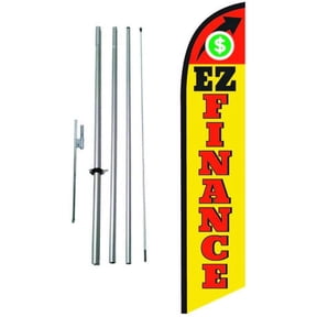 EZ Easy Finance Auto Dealership Advertising Feather Banner Swooper Flag Sign with Flag Pole Kit and Ground Stake
