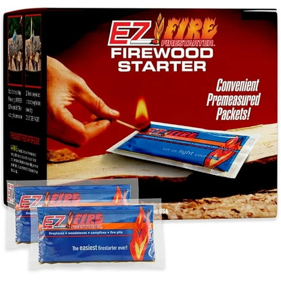 EZ FIRE FIRESTARTER for Fireplace, Campfire, or Grill, Safe, Fast, Gel Packets for Indoor or Outdoor Use, 50 Pack