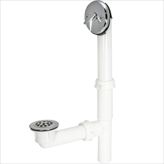 EZ-FLO 1-1/2 Inch Lift and Lock Two-Hole Trip-Lever Bath Waste Drain, Stainless Steel Tubular with Chrome Trim, 35213