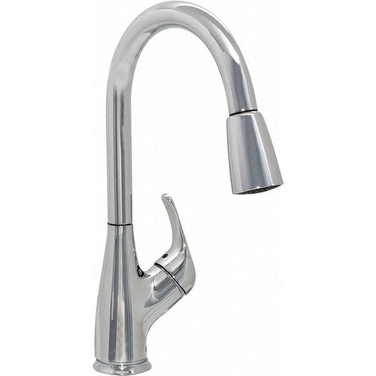 Chrome Gooseneck Pull-Out Kitchen Faucet with Lever Handle