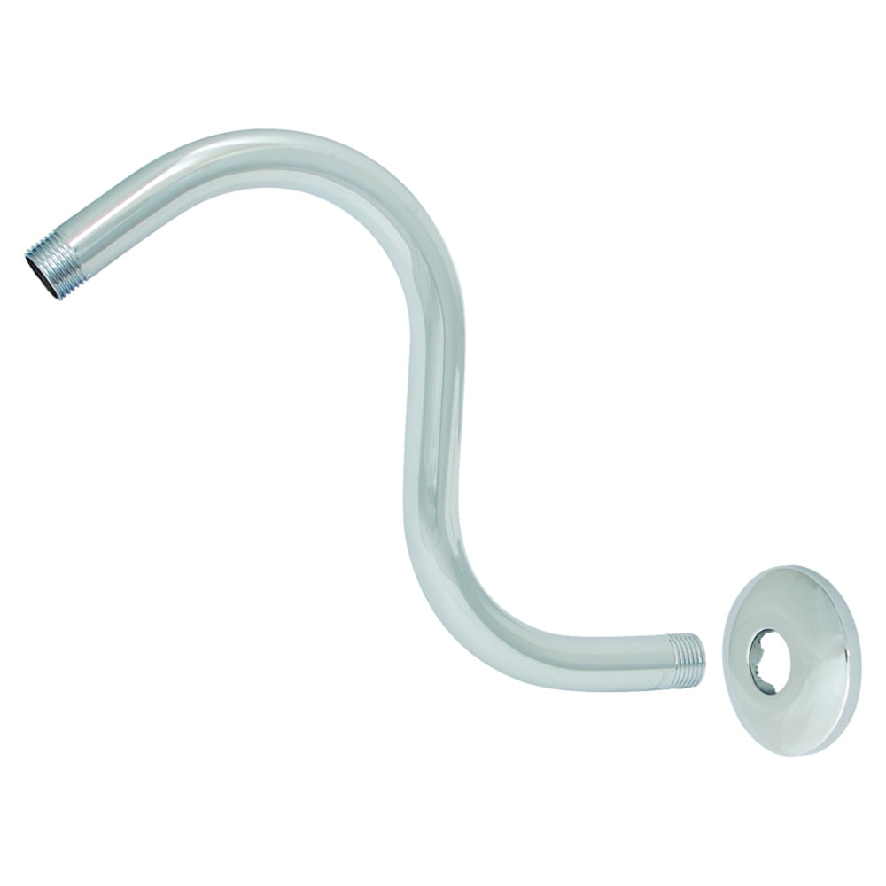 Chrome S-Shaped Wall Mounted Shower Arm with Flange