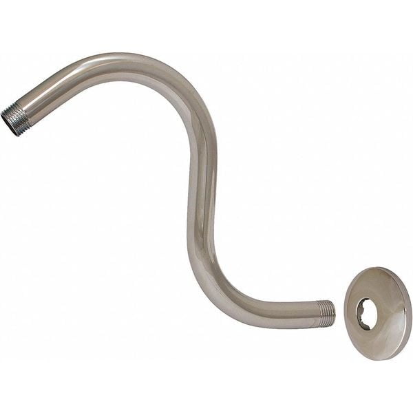 11" Chrome S-Shaped Wall-Mounted Shower Arm with Flange