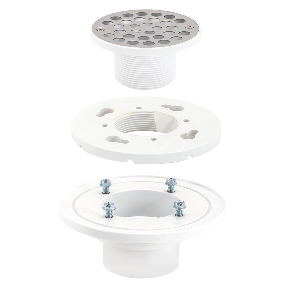 Ez-flo 15301 PVC Low Profile Floor & Shower Drain, 2 inch x 3 inch, White