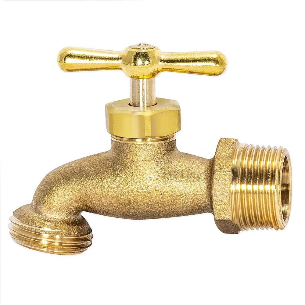 EZFLO 20183 Irrigation Hose Bibb Fittings, 3/4 inch MIP x 3/4 inch MHT, Brass