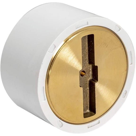 EZ-FLO 3 x 4 Inch PVC Cleanout with Brass Plug for Tubular Drain Applications, White,