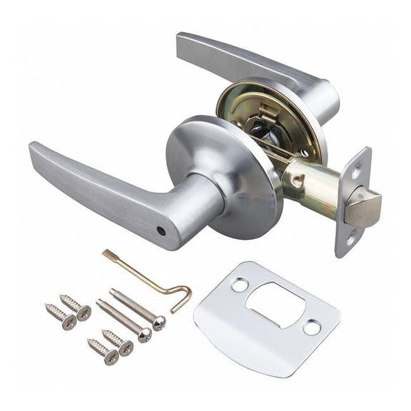 EZ-FLO 57848 Straight Lever Privacy Lockset, Satin Chrome