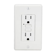 EZ-FLO 62173 Tamper Resistant Self-Test 15 Amp Slim GFCI Outlet with LED Indicator, White