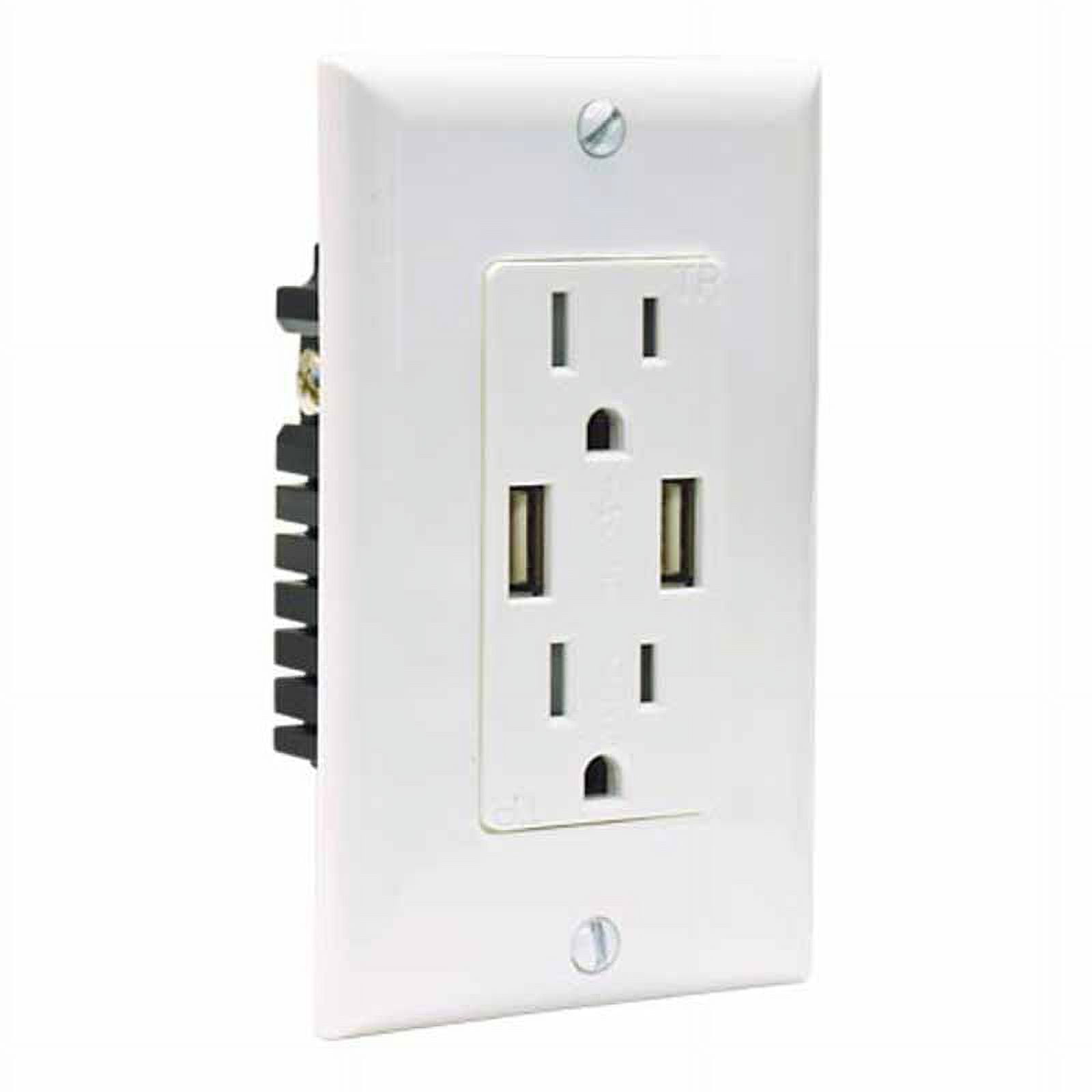 White Thermoplastic Tamper-Resistant Duplex Outlet with USB Ports
