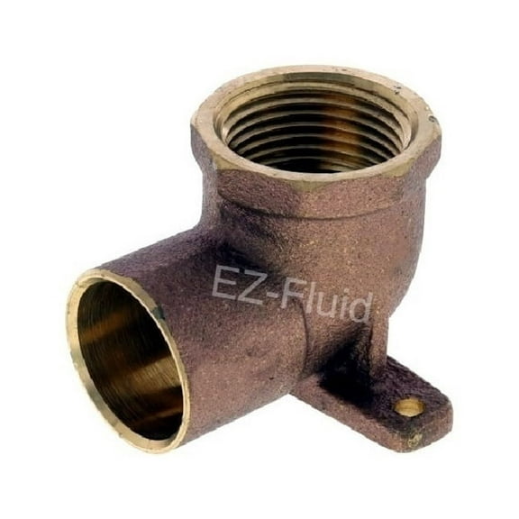 EZ-FLUID 1/2" Nom. Copper Sweat X 1/2" Fip Threaded Drop Ear Elbow Fitting C by F, LF Brass Shower Drop Ear 90 Degree Elbow with Sweat Socket and Female Threaded Plumbing Fittings(1)