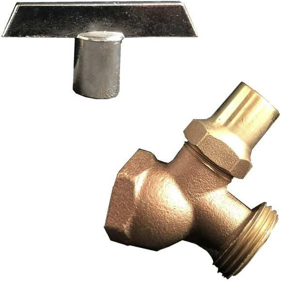 EZ-FLUID 3/4" FIP X 3/4" MHT Male Hose Threaded Hose Connector Hose Bib w/Loose Key,Heavy Duty Brass No-Kink Hose Bibb Water Faucet,Outdoor Garden Hoses Spigot Shut Off Valve Hose Facuet Bibs(1 Pack)