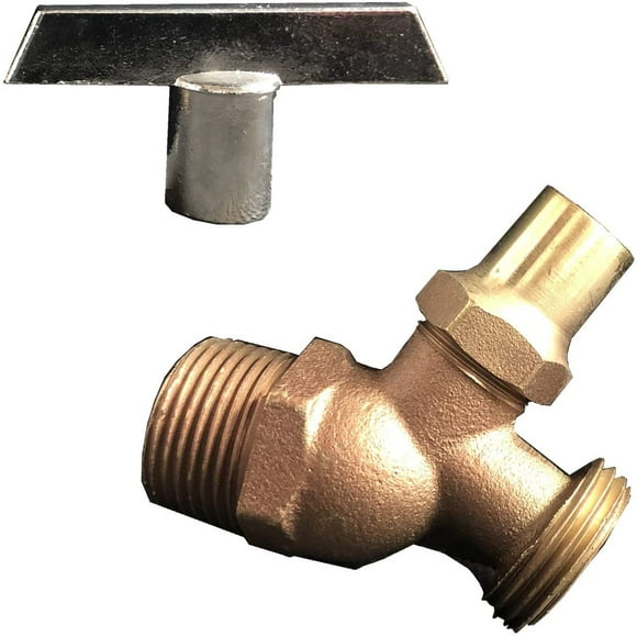 EZ-FLUID 3/4"MIP X 3/4" MHT Male Hose Threaded Hose Connector Hose Bib w/Loose Key,Heavy Duty Brass No-Kink Hose Bibb Water Faucet,Outdoor Garden Hoses Spigot Shut Off Valve Hose Facuet Bibs(1 Pack)