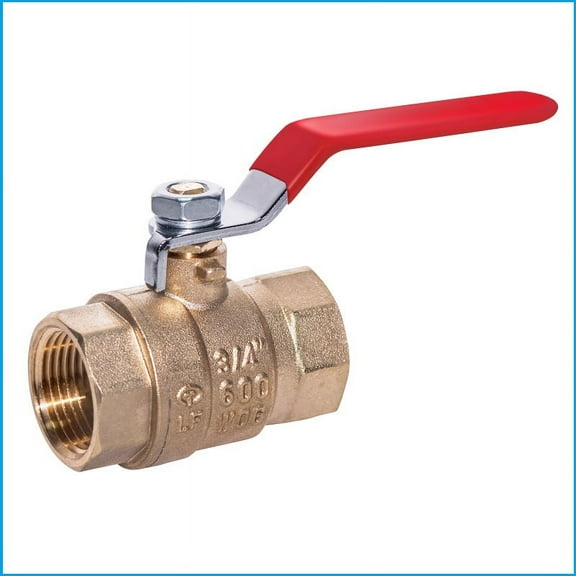 EZ-FLUID Plumbing 1/2" NPT Female Threaded IPS Ball Valve Full Port Water Stop Shut Off,Heavy Duty Lead Free Brass,Quarter Turn,Red Handle (1-Pack)