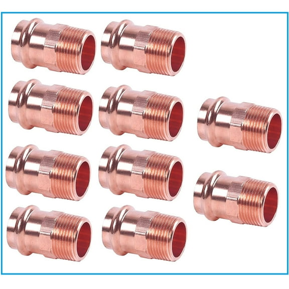 EZ-FLUID Plumbing 1" MIP x Press LF Copper Press Male Adapter Pressure Copper Fitting ProPress Male NPT x Press Connection for Residential,Commercial. (10 Pack)