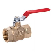 EZ-FLUID Plumbing 1 NPT Female Threaded IPS Ball Valve Full Port Water Stop Shut Off,Heavy Duty Lead Free Brass,Quarter Turn,Red Handle 1-Pack