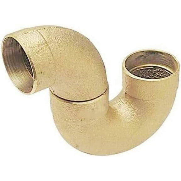 EZ-FLUID Plumbing 2" Nominal (2-1/8" OD) DWV Cast Brass P-Trap For DWV Copper Pipe and Fitting C x C x C (Copper Sweat Solder Sockets) Connection Cast Brass Fitting For DWV System (2-Packs)