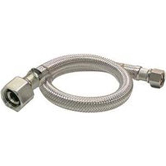 EZ Faucet Supply Tube, 0.375 x 0.50 in. Compression x FIP, 36 in. - Stainless Steel - Chrome Plated
