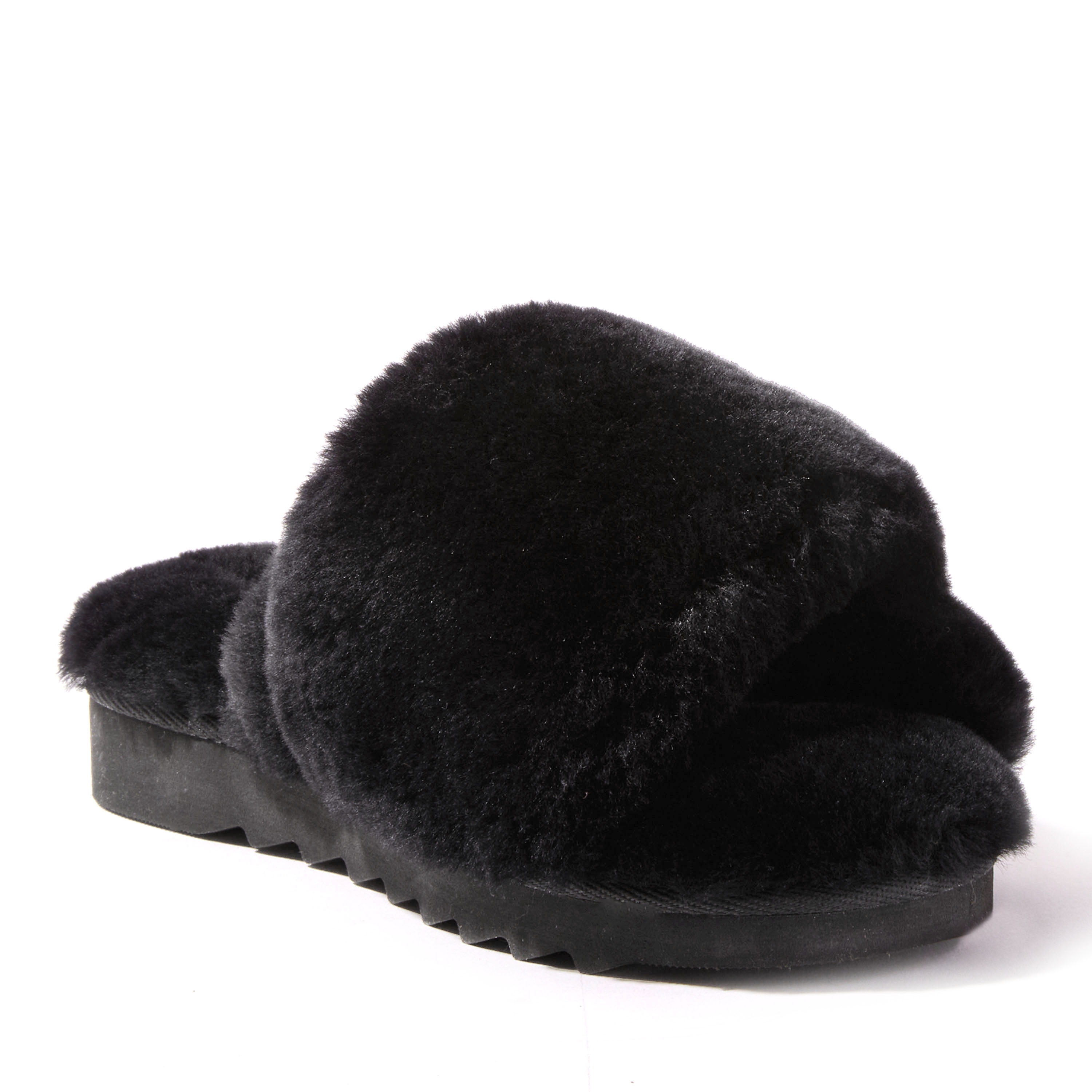 Dearfoams Genuine Shearling Wide Slide Slipper with Kuwait Ubuy