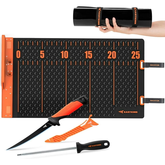 EZ Fillet Fish Fillet Mat, Anti-slip Texture With 25" Integrated Ruler, Extended Dimensions, Easy to Clean Material, Portable Storage, Fish Cutting Board