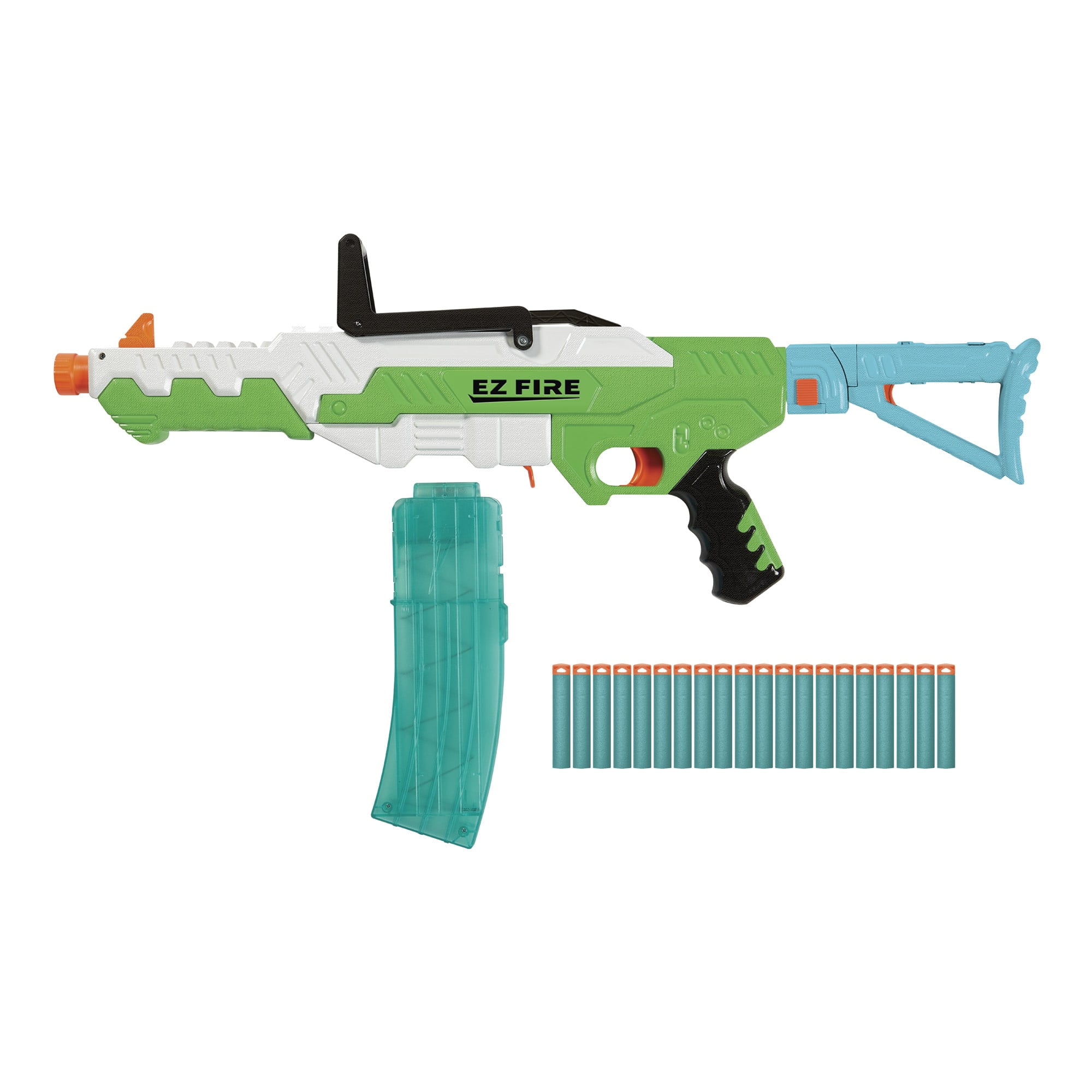 EZ Fire Rifle Dart Blaster W/ 20 Accu-Blast Darts \u0026 Banana Clip, Ages 6+