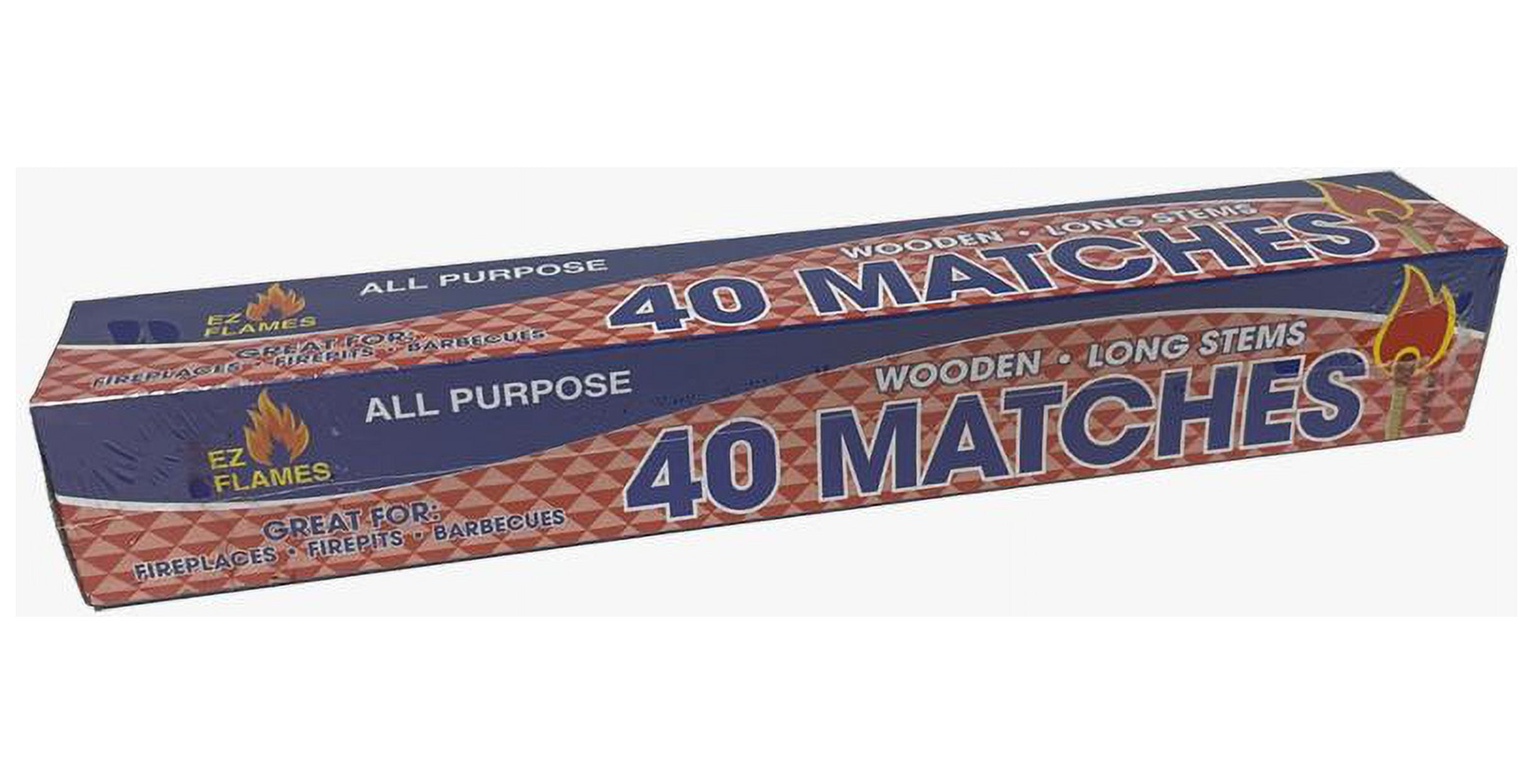 EZ Flames 1 Box 11" Fireplace Matches, Long Reach, 40 Matches Total