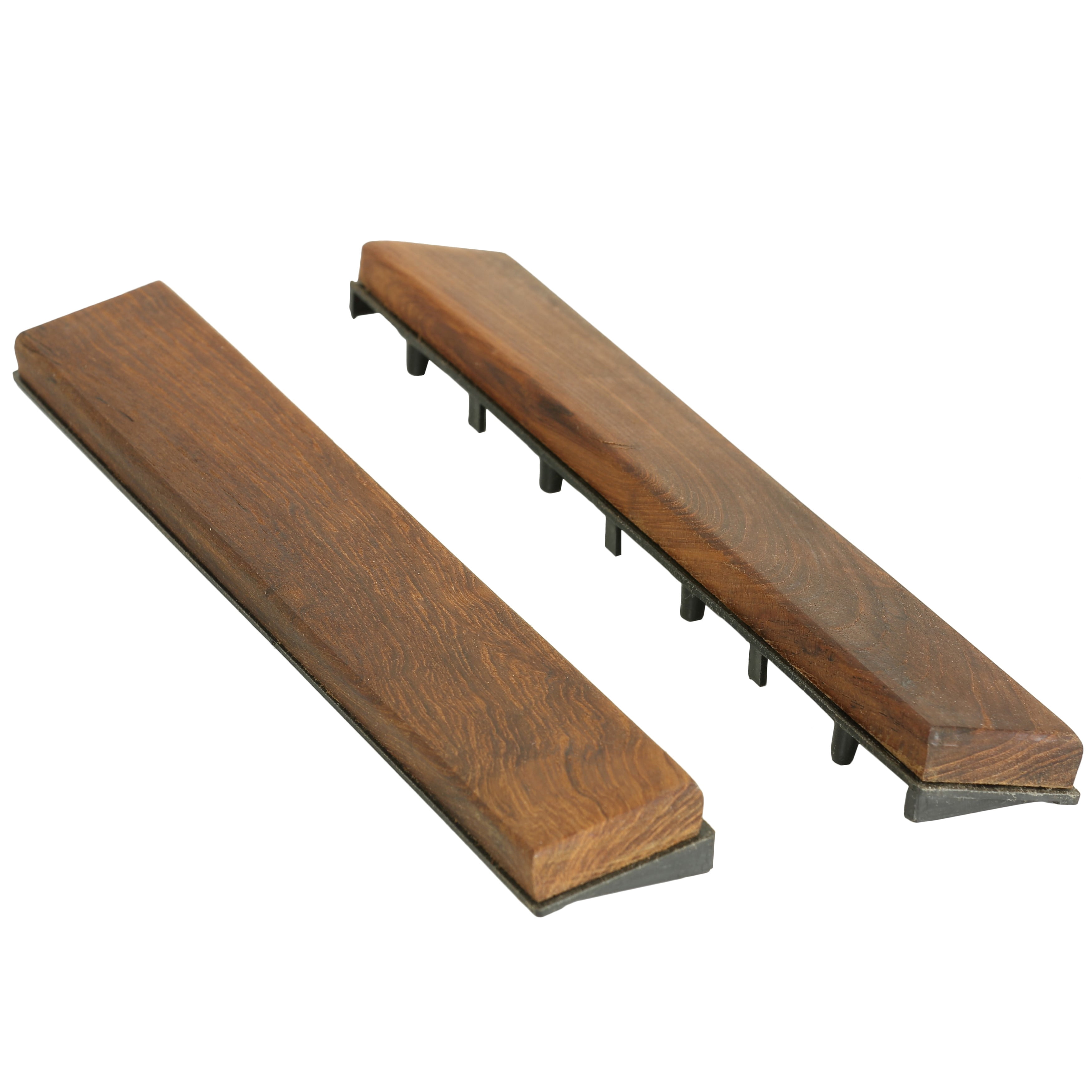 Natural Teak Wood Interlocking Deck Trim Pieces, Set of 2