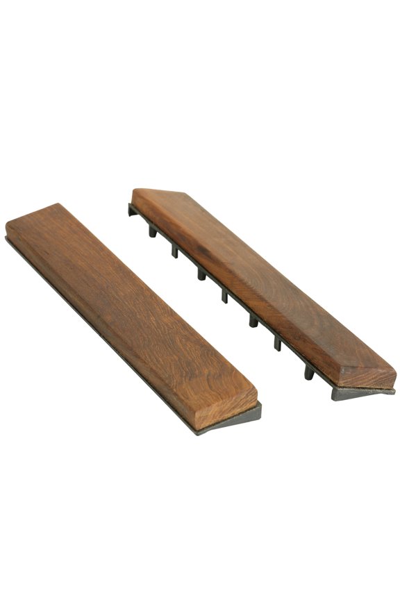 EZ-Floor End Trim Piece Interlocking Flooring in Solid Teak Wood (Set of 2)