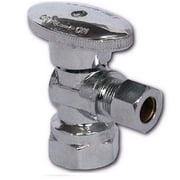 EZ-Fluid 1/2 FIP x 3/8 OD Comp. Heavy Duty Lead Free Brass Angle Stop Valve Water Shut Off Ball Valve 1/4 Quarter Turn Chrome Brass-1Pc