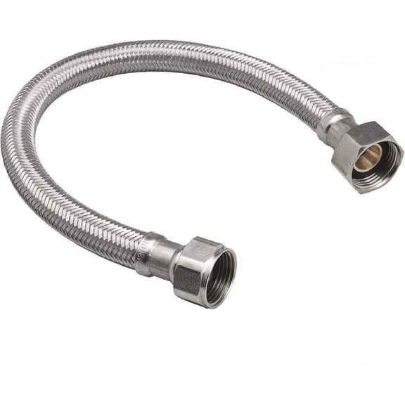 EZ-Fluid 12" x 3/4" FIP x 3/4" FIP Braided Stainless Steel Water Heater Connector, 1 Pack