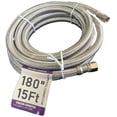 thumbnail image 1 of EZ-Fluid 180" X 1/4" Female Comp x 1/4" Female Comp (15FT) Flexible Refrigerator Icemaker Water Supply Hose Connector line For Portable & Home-1Pc, 1 of 4