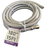 EZ-Fluid 180" X 1/4" Female Comp x 1/4" Female Comp (15FT) Flexible Refrigerator Icemaker Water Supply Hose Connector line For Portable & Home-1Pc