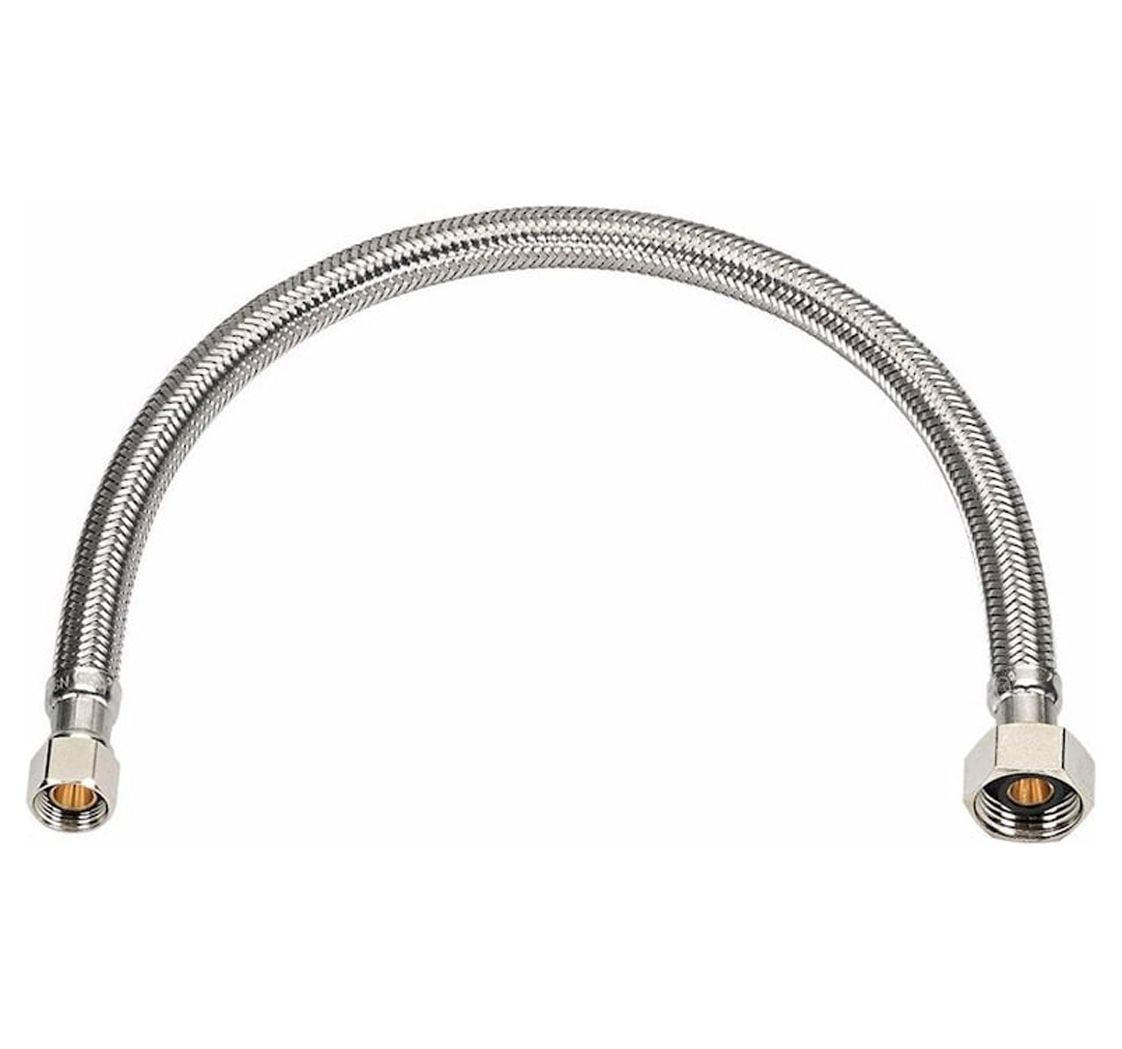 EZFluid 20" x 1/2" Fip x 3/8" Comp Stainless Steel Braided Flexible