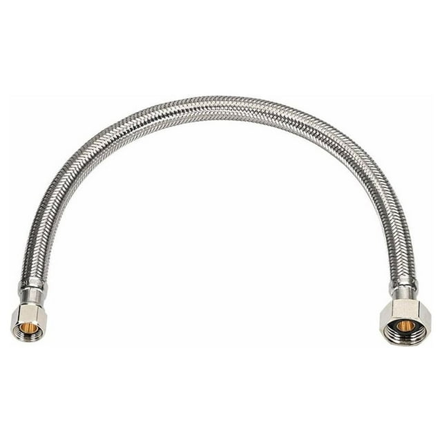 EZFluid 20" x 1/2" Fip x 3/8" Comp Stainless Steel Braided Flexible
