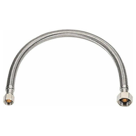 EZ-Fluid 20" x 1/2" Fip x 3/8" Comp Stainless Steel Braided Flexible Faucet Water Supply Hose Connector line For Bathroom,Kitchen,Outdoor Sink Faucets-1PC