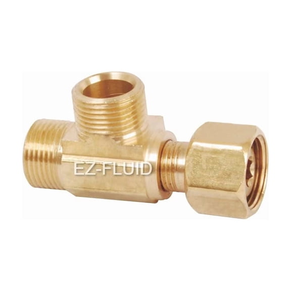 EZ-Fluid 3/8" Female Comp. x 3/8" Male Comp. x 3/8" Male Comp. LF Brass Add-on-Tee Extender Branch Connection,Add-A-Tee Compression Connector Fitting, Water Line Splitter for Angle Stop Valve(10)