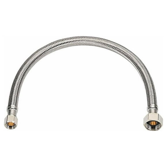 EZ-Fluid 30" x 1/2" Fip x 3/8" Comp Stainless Steel Braided Flexible Faucet Water Supply Hose Connector line For Bathroom,Kitchen,Outdoor Sink Faucets-1PC